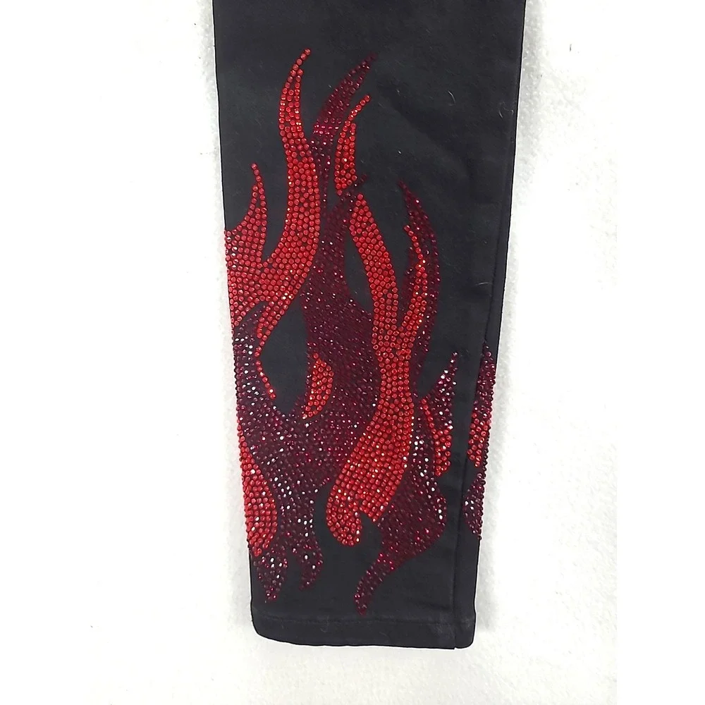 GVAPI Overseaz Drip Jeans Mens 30‎ Flame Rhinestone Distressed Limited Edition